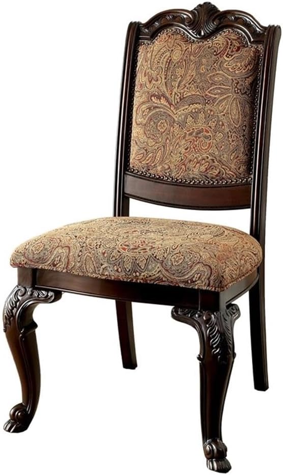 Furniture of America Ferrara Elegant Dining Chair, Brown Cherry, Set of 2 (IDF-3319F-SC)