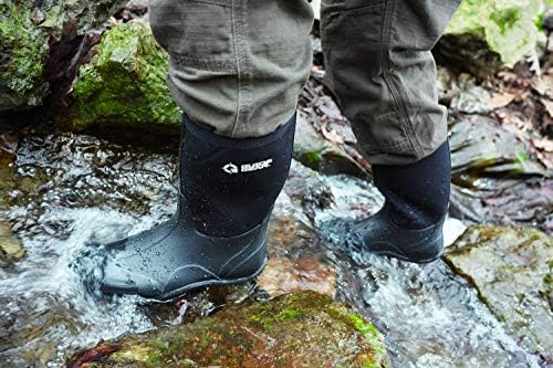 Guide Gear Men's Mid-High Bogger Waterproof Rubber Hunting Work Rain Boots 12”, 5mm Neoprene Top