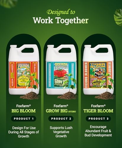 FoxFarm Hydro Liquid Trio Pack - Big Bloom, Grow Big Hydroponic, Tiger Bloom Fertilizers for Plant Growth, Bud Development & Abundant Fruit - Complete Hydroponic Plant Food Set - 3 Pint Bottles