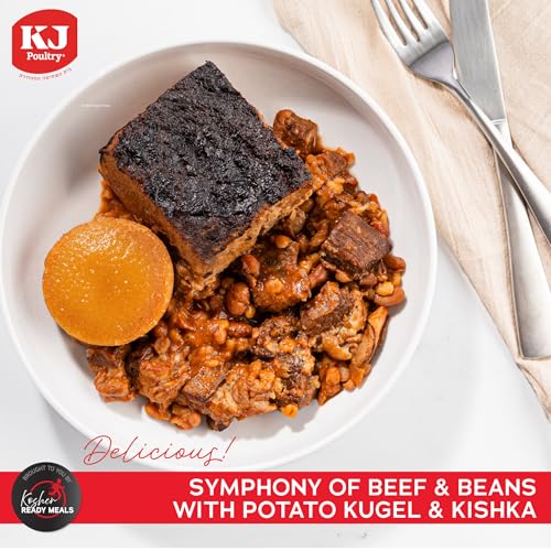 KJ Poultry Kosher Ready Meals - Beef Variety (4 Pack) Prepared Entree Fully Cooked, Shelf Stable Microwave Dinner Travel, Military, Camping