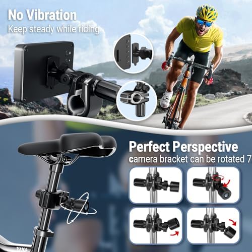 FEISIKE Handlebar Bike Mirror, Bicycle Rear View Camera with 4.3'' HD Night Vision Function, 145° Wide Angle View, Adjustable Rotatable Bracket