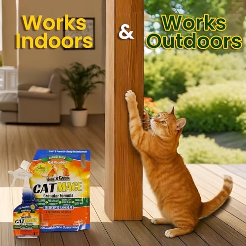 Nature's Mace Cat Mace Cat Repellent 40 oz Spray | Deterrent for Urine Marking, Keep Cats Away for Outdoor & Indoor Use, Scratching, Flowerbeds, Yards, Pets, Garden.