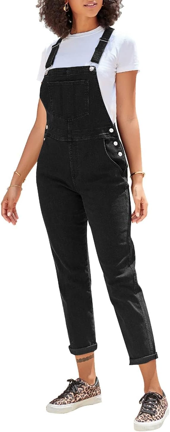 Vetinee Womens Classic Adjustable Straps Pockets Denim Bib Overalls Jeans Pants