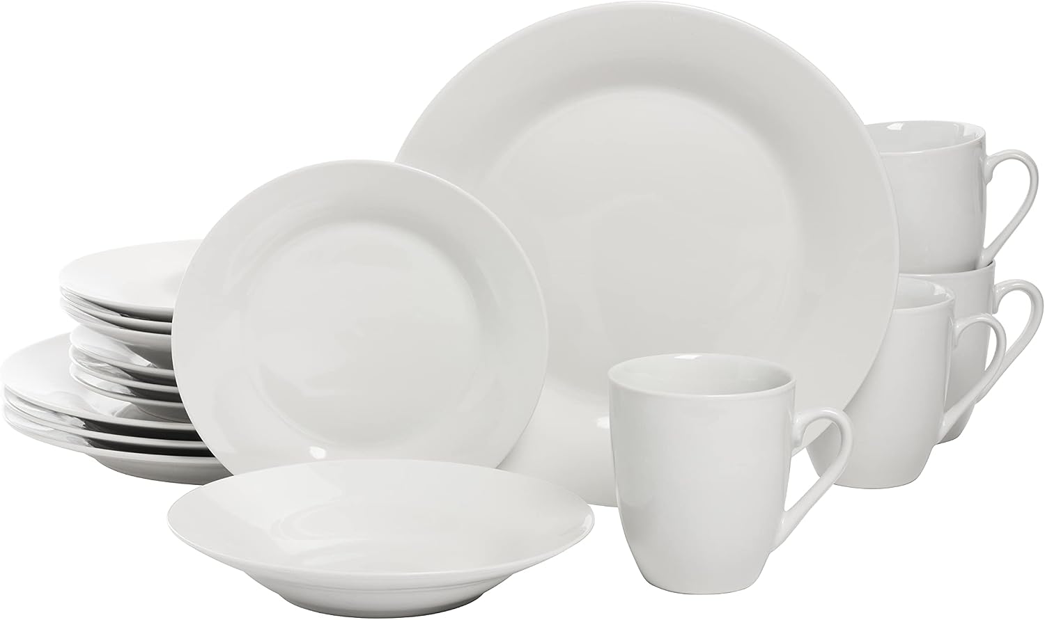 10 Strawberry Street Simply Square 16 Piece Dinnerware Set, Porcelain, White