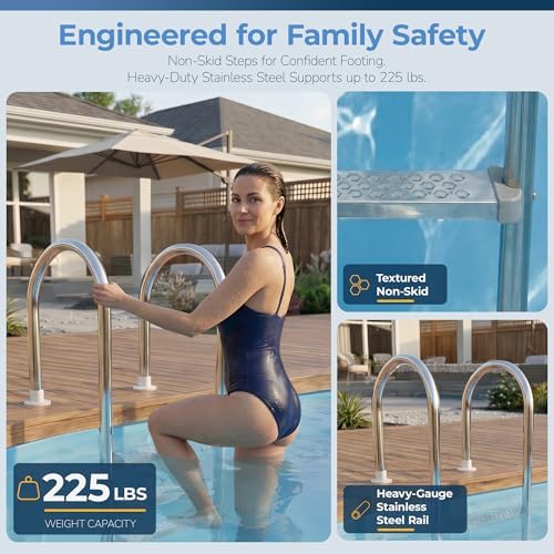 Blue Wave Premium Stainless Steel in-Pool Ladder for Above Ground Pools