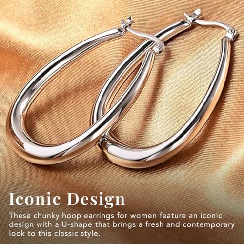 Stainless Steel Hoop Earrings for Women - Stainless Steel Earrings for Women Fashion Jewelry - Dangle Statement Unique Cute Engagement Anniversary