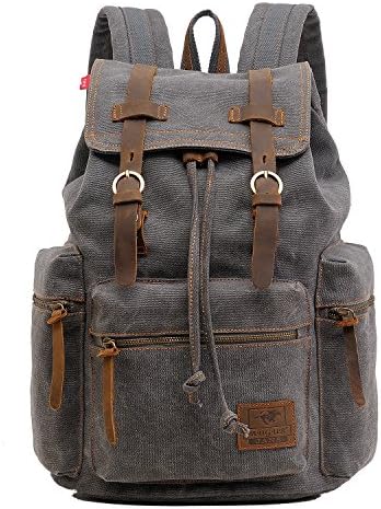 AUGUR High Capacity Canvas Vintage Backpack - for School College Hiking Travel 12-17" Laptop