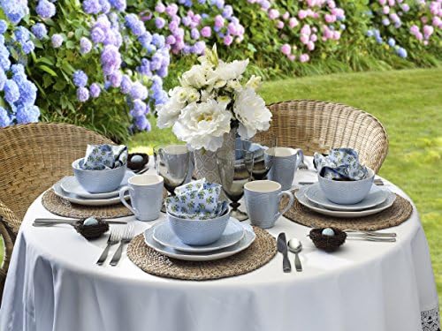 Pfaltzgraff Seraphina 16-Piece Stoneware Dinnerware Set, Service for 4,Blue