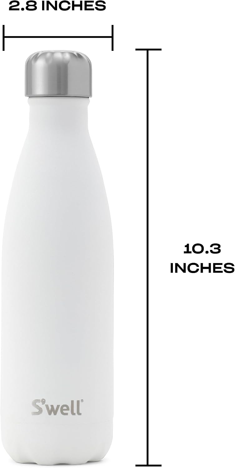 S'well Stainless Steel Water Bottle, 17oz, Blue Suede, Triple-Layered Vacuum Insulated Containers Keeps Drinks Cold for 36 Hours and Hot for 18, BPA Free, Perfect for On the Go