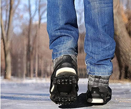 Ice Snow Traction Cleats - Lightweight Crampon Cleats for Walking on Snow & Ice - Anti Slip Grippers Fasten Quickly & Easily Over Footwear - Protable Grips for Shoes and Boots