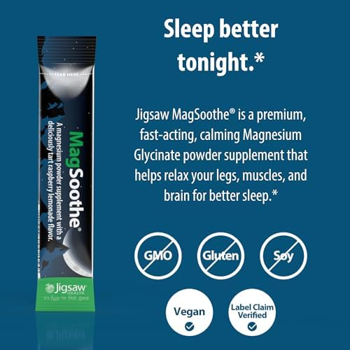 Jigsaw Health MagSoothe | Fast-Acting, Calming Magnesium Glycinate Powder Supplement | Raspberry Lemonade Flavor | 60 Servings (Jar)