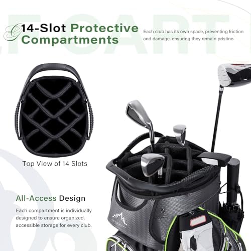 Golf Cart Bag, 14-Way Divider Top, Large Storage | Umbrella Holder,Handles