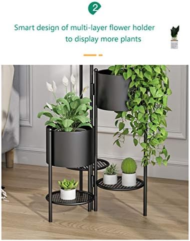 Metal Plant Stand, 6 Tier 6 Potted Indoor Gold Flower Pot Stand Holder Shelf, Foldable Decorative Display Rack for Multiple Potted Plants