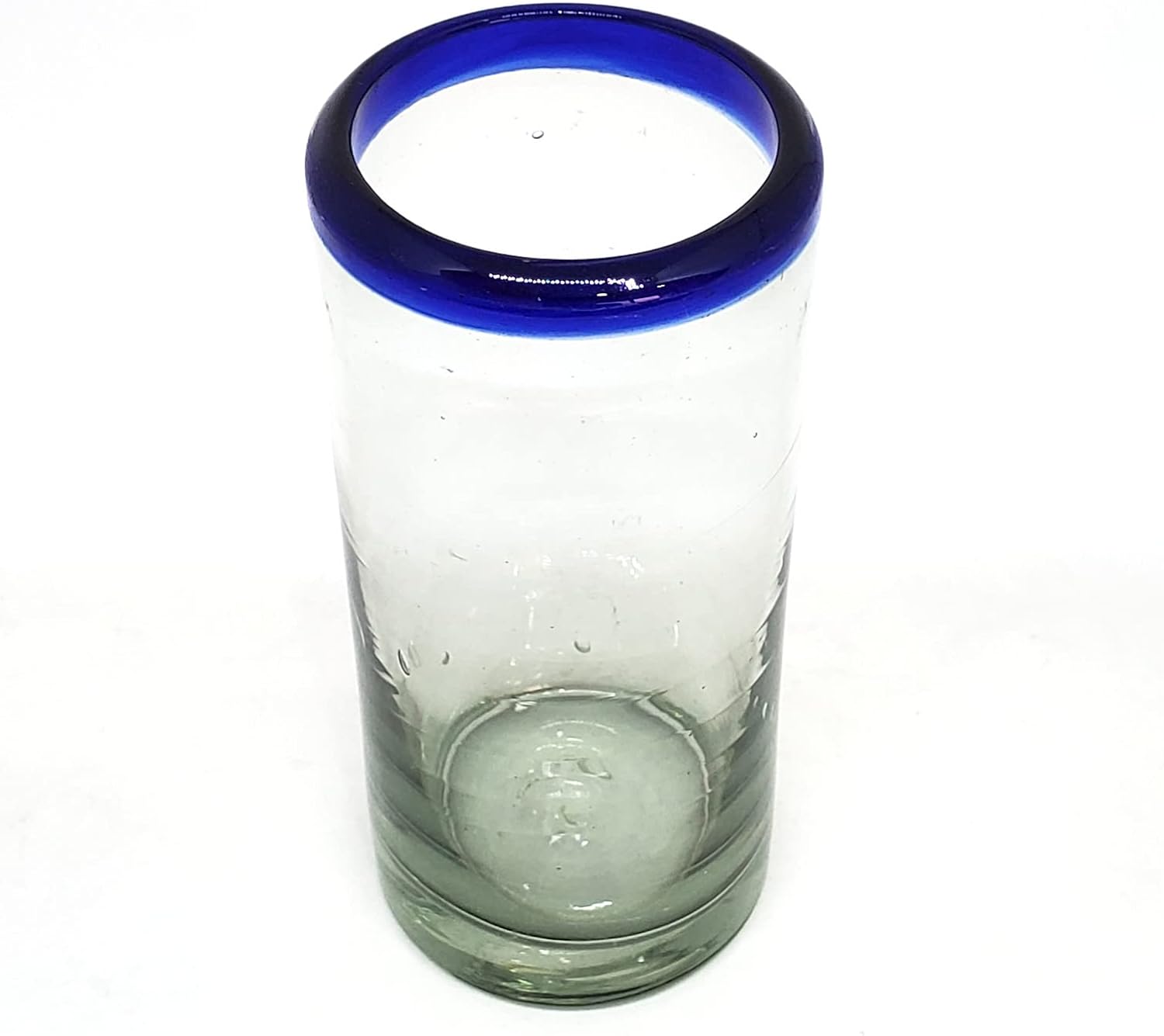 Cobalt Blue Rim 120 oz Pitcher and 6 Drinking Glasses set, Recycled Glass, Lead-free, Toxin-Free (Pitcher & Glasses)