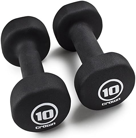 Crown Sporting Goods Set of 2 Body Sculpting Hand Weights - Soft Neoprene Coated Dumbbell Set - Supplies for Exercise, Workout, Weight Loss