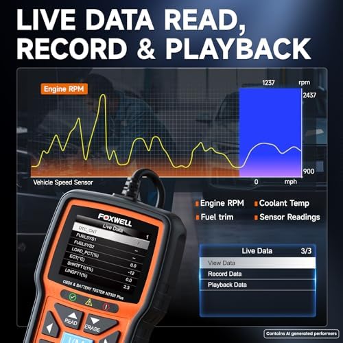 FOXWELL NT301 Plus 2-in-1 OBD2 Scanner & 12V Car Battery Tester