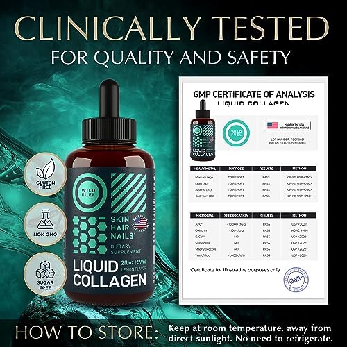 Liquid Collagen for Women and Men - 30, 000mcg Hydrolyzed Collagen Peptides Liquid with Biotin Vitamins for Hair, Skin