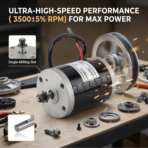 Electric Scooter Motor 12V 120W, Electric Brushed Motor High Speed Small Brush Motor with Belt Pulley E Scooter Accessory, Pulse 12v Motor for Scooter