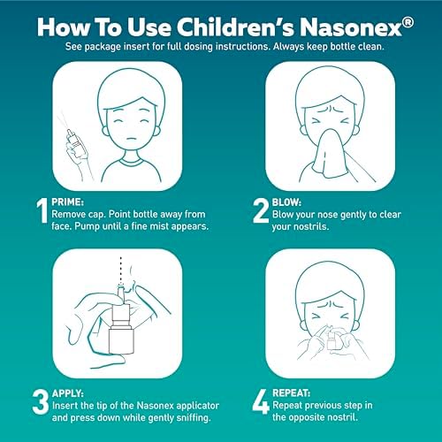 Nasonex Children's 24HR Allergy Nasal Spray, Non-Drowsy, Scent-Free Mist, Allergy Symptoms + Nasal Congestion, Full Prescription Strength, 60 Sprays