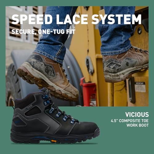 Danner Vicious Composite Toe Work Boots for Men, Waterproof, ASTM Approved | Composite Toe Boots for Men, For Electrical Hazard Work, Slip Resistant Grip, TPU Shank, Construction Boots