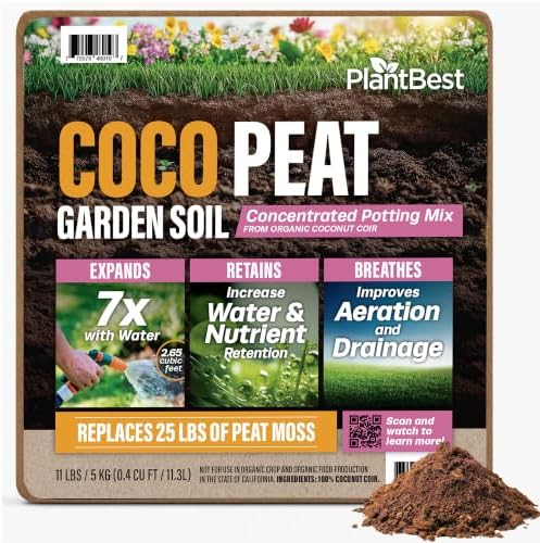PlantBest 11 lb Compressed Coconut Coir Block - Expands to 79 Quarts