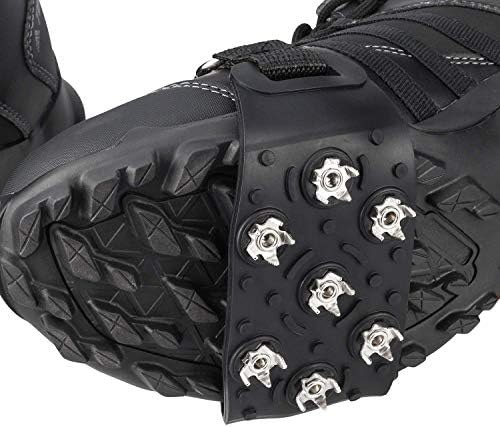 FANBX F Crampon Traction Cleats Anti-Skid Traction Grips Crampons Spikes 7 Point Cleats for Footwear for Walking, Jogging, Hiking, Mountaineering Ice Snow Grips