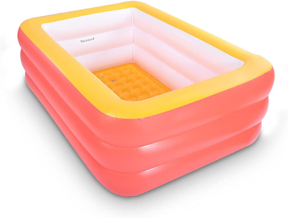 Inflatable Swimming Pool for Kids, 59" X 45" X 20" Kiddie Pools with Inflatable Soft Floor, Durable Blow Up Pools for Backyard