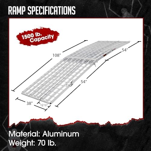 Black Widow Aluminum Folding Motorcycle Ramp for Pickup Trucks, Arched Design, 10’, Silver – Heavy-Duty Portable Automotive Loading Ramps for Truck and Trailer | Heavy-Duty Portable Automotive Ramp for Loading Motorcycles and Dirt Bikes into Truck Beds a…