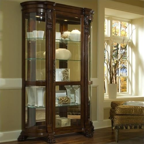Pulaski Curved End Curio, 53 by 17 by 82-Inch, Brown