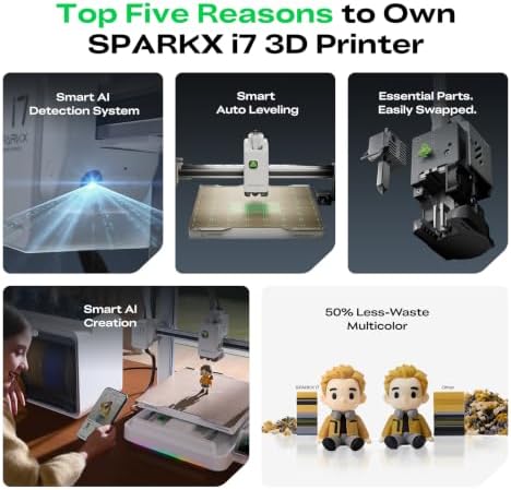 Creality SPARKX i7 Combo 3D Printer, Multi Color with CFS Lite High Speed AI Photo-to-3D Printing 95% Pre-Assemble Auto-Leveling Custom RGB Quick-Swap Essential Parts 10.24×10.24×10 inch