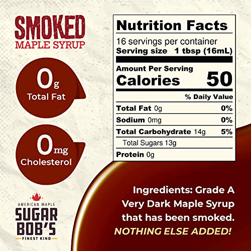 Sugar Bob’s Finest Kind - Smoked Maple Syrup, 8.45 fl oz (1 pk) | Real Maple Syrup Infused with Wood Smoke, Adds Flavor to Dishes, For the Bar