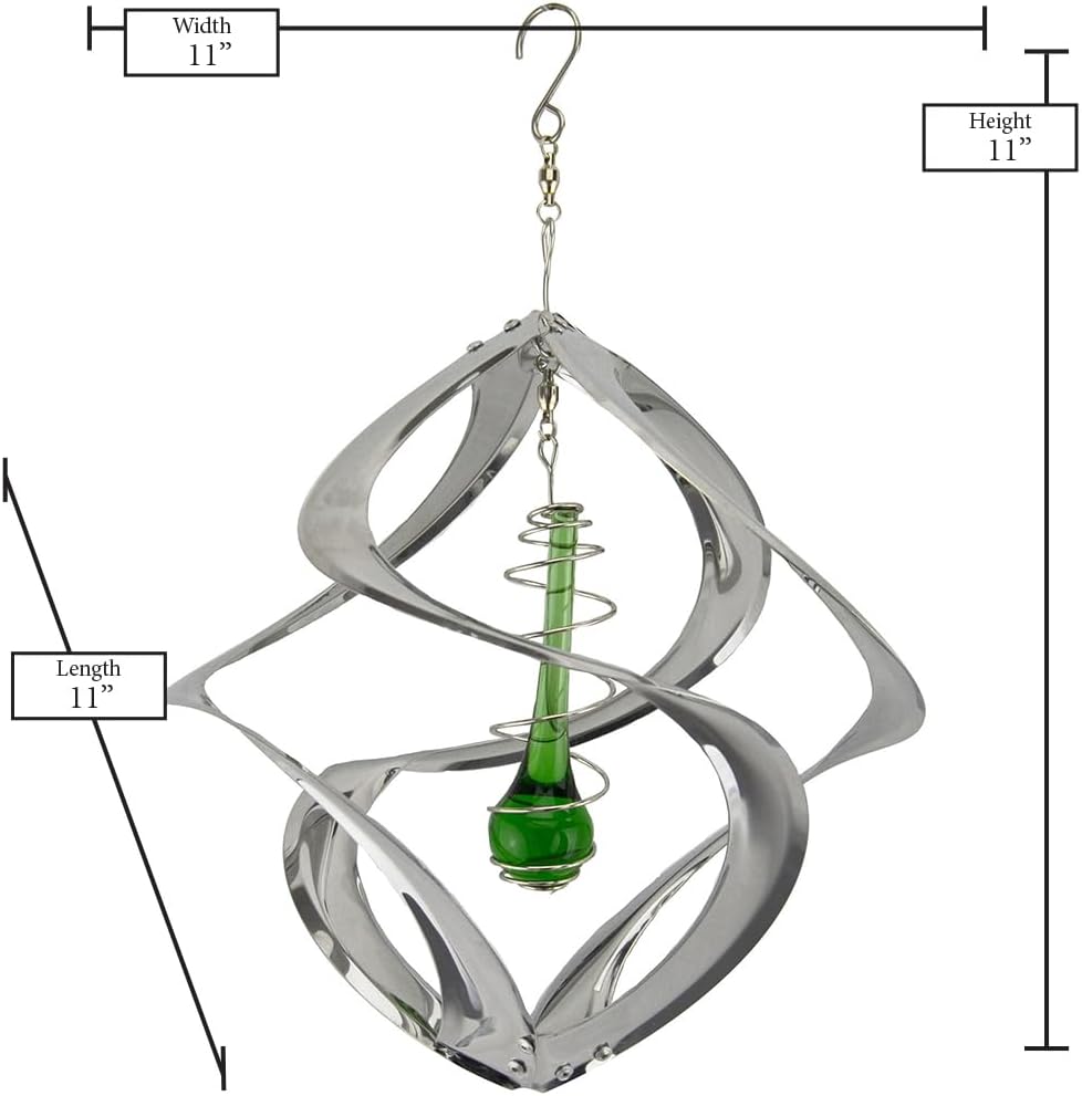Red Carpet Studios The Original Cosmix Helix Wind Spinner Indoor/Outdoor Hanging Art, 11" Tall, Copper with Blue Planet