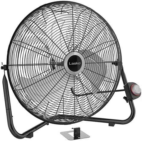 Lasko 20" Black High Velocity Wall Mount Fan with Pivoting Head - 3 Speeds, Ideal Wall Mount Fan or Floor Fans for Home, Garage, Attic, 2264QM
