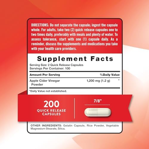 Nature's Truth Apple Cider Vinegar Capsules | 1200mg | 200 Pills