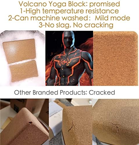 Cork Yoga Blocks 2 Pack Set -Natural Cork from Portugal, 9"x6"x4" Yoga Blocks Non-Slip&Anti-Tilt for Women| Men, Lightweight