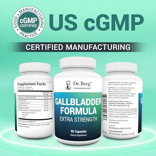 Dr. Berg Gallbladder Formula Extra Strength - with Ox Bile Powder and Conjugated Bile Acid - Digestive Enzymes Proprietary Blend - Full 45-Day