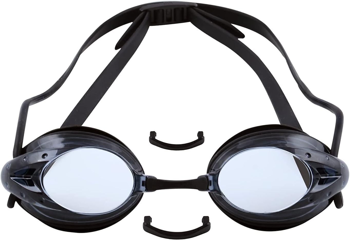 The Friendly Swede Goggles for Women & Men, 3 Nose Pieces & Case | 2 Pack, Wide Angle Lens, Anti Fog Swimming Goggles, 3 sizes of Interchangeable nose bridge (S, M, L), White/Black