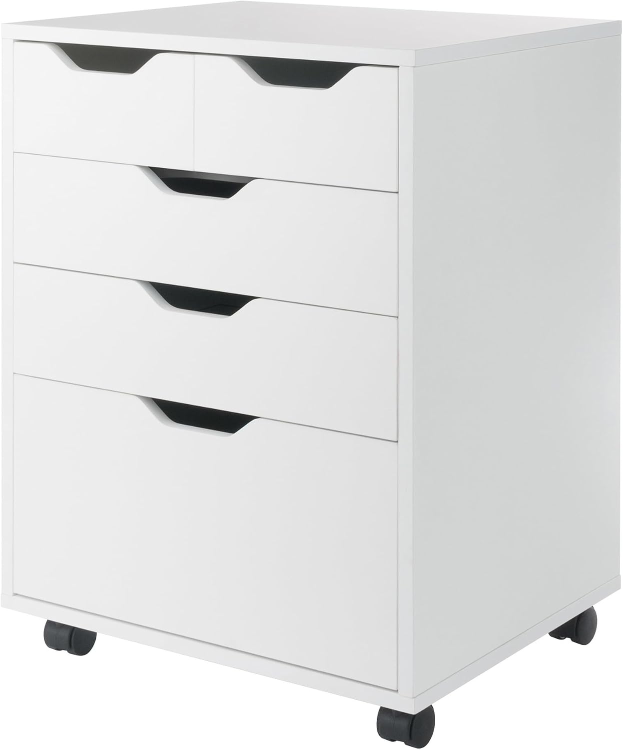 Winsome Halifax Mobile Storage Cabinet with 5 Drawers, White | Stylish & Functional Home Storage Cabinet for Filing, Kitchen Organization