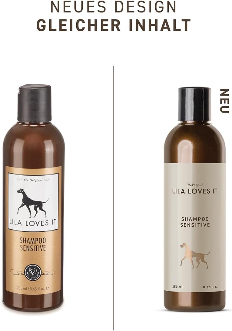 LILA LOVES IT Shampoo Sensitive for Dogs - Dog Shampoo with Aloe Vera, Almond Oil, Calendula and Camomile, moisturizing, Soothing and Gentle, 250 ml