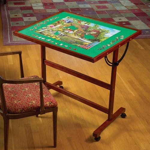 Bits and Pieces Puzzle Table Portable Puzzle Board - Adjustable Rotating Puzzle Table with Wheels and Cover