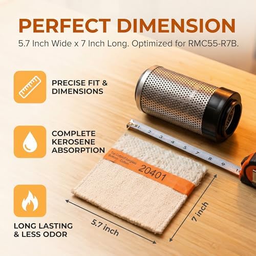 7 x 5.7inch 20401U Replacement Fiberglass Kerosene Heater Wick | for American Wick AWHR-1100, DuraHeat DH1000, DynaGlo，RMC55-R7B，RMC-55R7