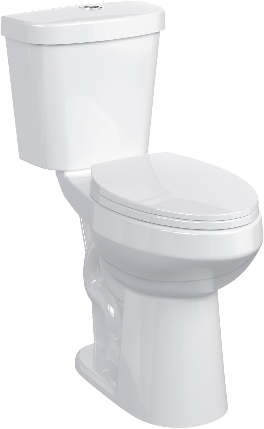 Two-Piece Toilets for Bathrooms, Comfort ADA Toilet with 19" Height, Elongated with Soft Close Seat, Power Flush 1.28 GPF