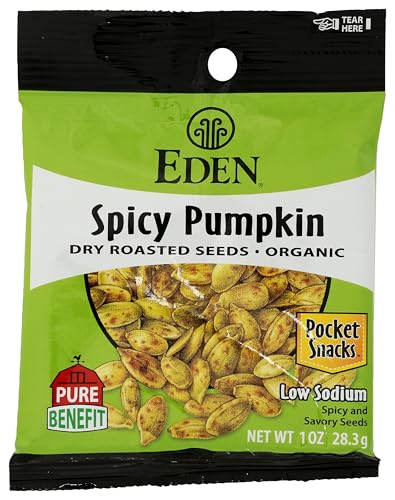 Eden Organic Spicy Pumpkin Seeds, Dry Roasted, Pocket Snacks, 1 Ounce (Pack of 12)