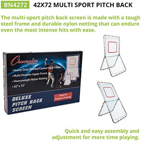 Champion Sports Pitchback Net & Rebounder – Baseball & Softball Multi-Sport Training Screen with Strike Zone Target
