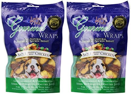 (2 Pack) Loving Pets All Natural Premium Apple and Chicken Wraps with Glucosamine and Chondroitin Dog Treats, 6 oz