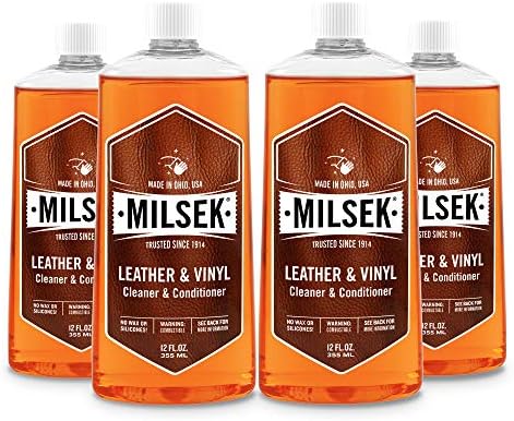 Milsek Leather & Vinyl Cleaner & Conditioner - Cleaning Supplies for Leather Home Furnitures, Couch, Automotive Interior, Shoes, Bags - 12 Fl Oz (Pack of 1) | Cleans, conditions, and helps protect leather and vinyl surfaces for long-lasting appearance an…