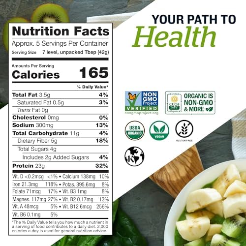 Sunfood Superfoods Organic Supergreens Blend - Greens Superfood Powder, Daily Green Juice Powder, Vegetable Smoothie Drink Mix with Chlorella, Spirulina, Alfalfa, Kale, & More - 8 oz Bag
