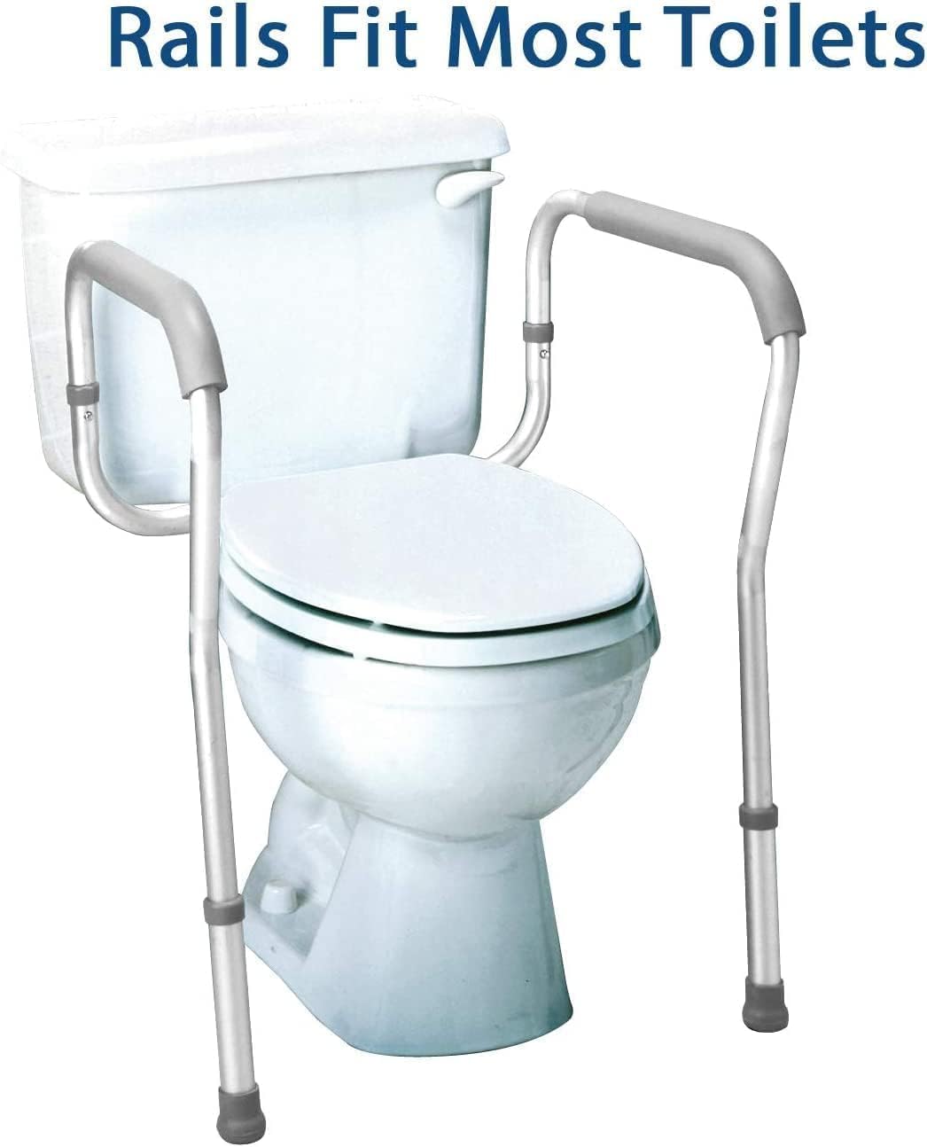 Carex Toilet Safety Rails, Adjustable and Detachable Toilet Safety Frame with Handles for Elderly, Handicap, or Disabled