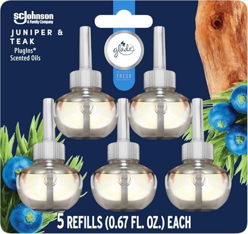 Glade PlugIns Refills Air Freshener, Sea Mist & Cypress, Scented and Essential Oils for Home and Bathroom, 0.67 Fl Oz, 5 Count