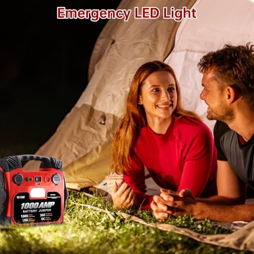 BS ONE 1000 Amp Peak Current Car Jump Stater, 12V Lead Acid Battey Jump Box with 260PSI Air Compressor